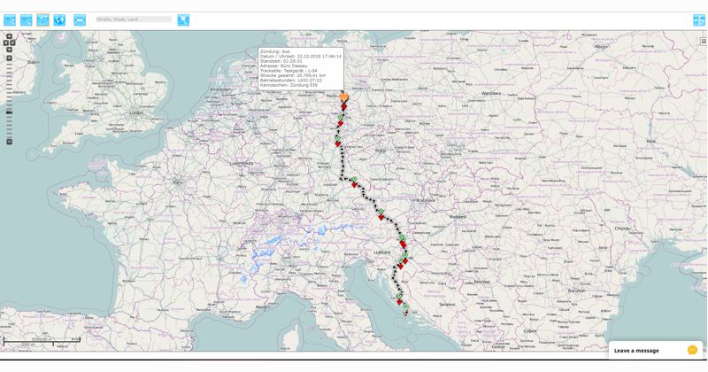 Temperaturauswertung der Transportroute im Tiertransport