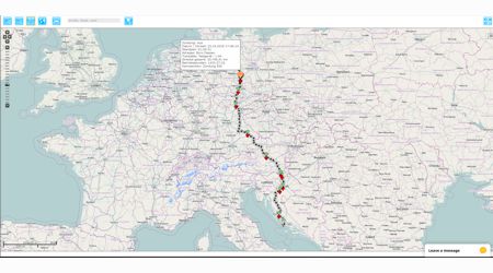 Auswertung Route Landkarte Tiertransport